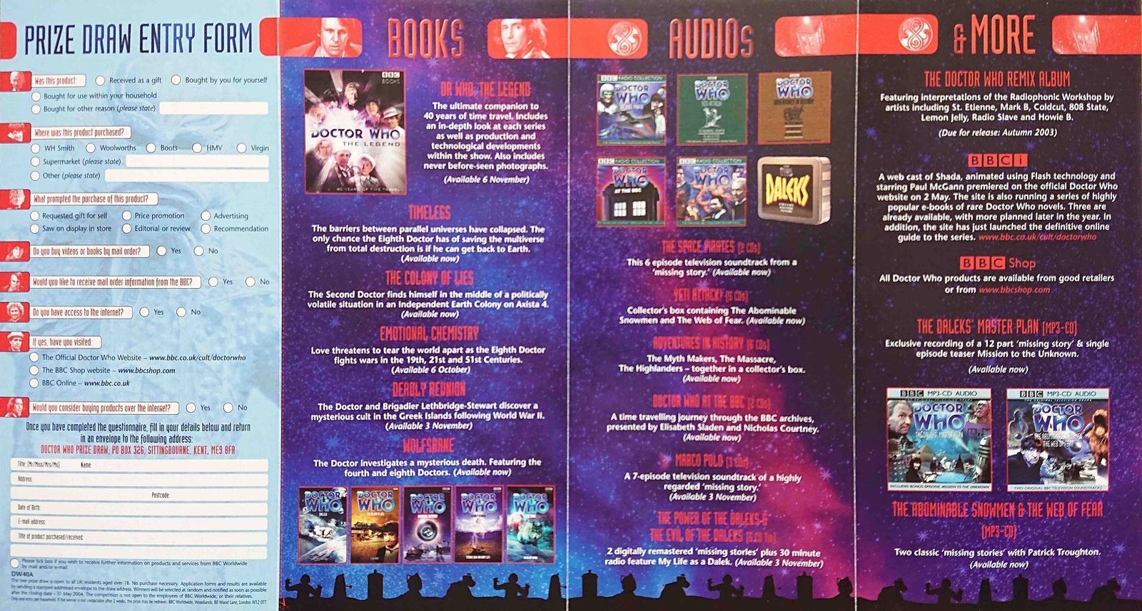 Other pages of catalogue Doctor Who 40th catalogue 2003